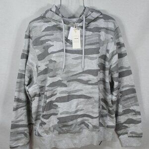 Reflex Women's Hoodie XL Ultra Soft Gray Camo Long Sleeve Pockets Top Blouse